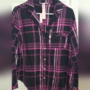 Victoria's Secret Black and Pink Plaid Shirt New With Tags!!